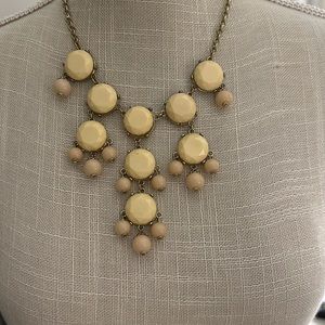 Vintage statement necklace in ivory faceted acrylic and beads with silvertone